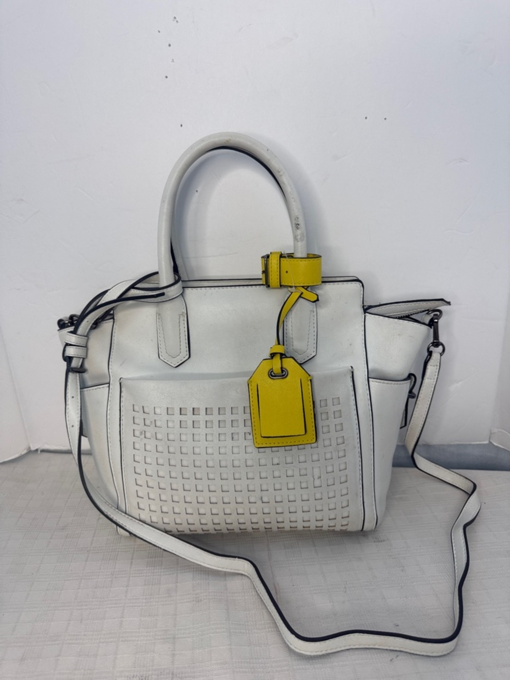 Reed Atlantique White Vegan Leather Large Tote Zip Purse Shoulder Bag